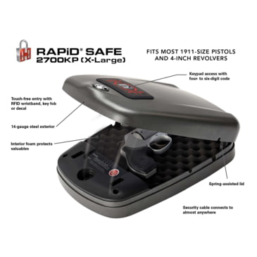 98172 Hornady RAPiD Safe 2700KP X-Large Handgun Safe w/ RFID Key Lock 